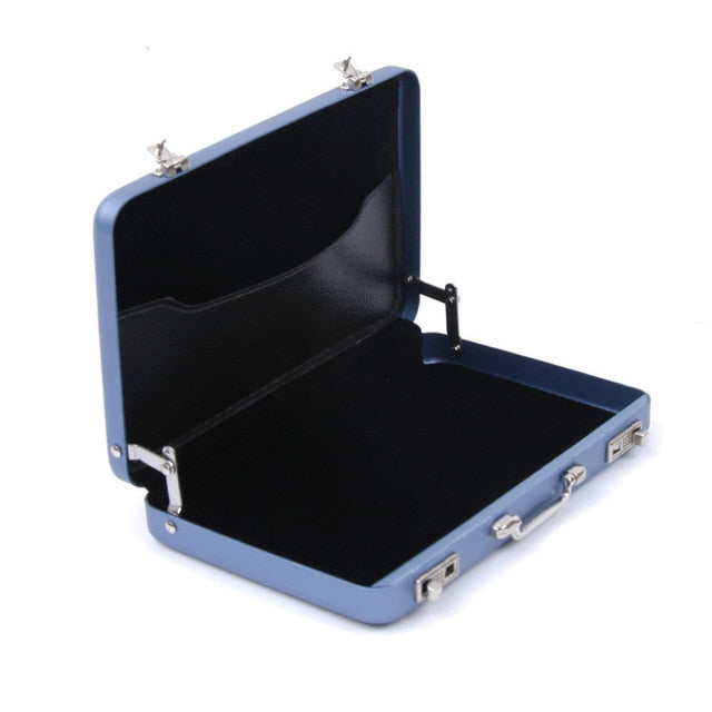Mini maleta/Caja pequeña rectangular de Aluminio para almacenamiento de tarjetas, identificaciones, joyería