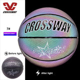 Bola de baloncesto, reflectante, holográfica, resistente al desgaste