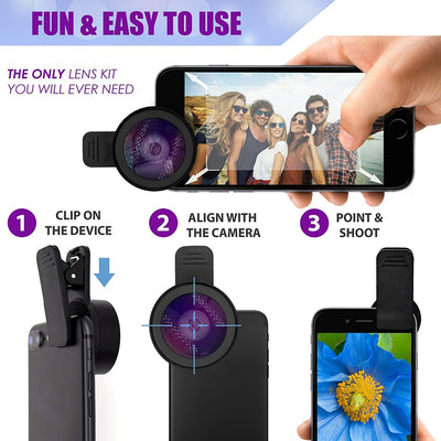 Juego/Kit de lentes adaptable para teléfono móvil, ángulo amplio