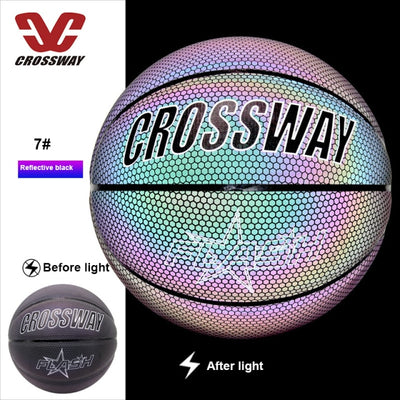 Bola de baloncesto, reflectante, holográfica, resistente al desgaste