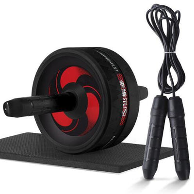 Juego/Kit de entrenamiento 2 en 1, rodillo/rueda abdominal de piso y cuerda para saltar, rueda silenciosa