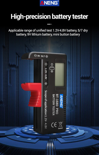 Detector/Probador/Medidor de carga de batería seca, nivel de batería en pantalla digital, portátil