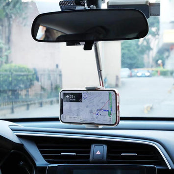Soporte con montaje para teléfono móvil en espejo retrovisor de automóvil, ajustable, para GPS