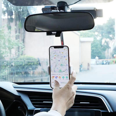 Soporte con montaje para teléfono móvil en espejo retrovisor de automóvil, ajustable, para GPS