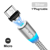 Cable USB magnético tipo cordón, con indicador LED, carga rápida