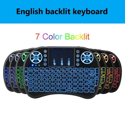 Mini-teclado inalámbrico, de 7 colores, retro-iluminado, 2.4G, panel táctil