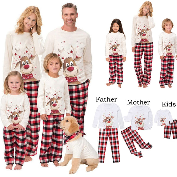 Juego/Conjunto de pijamas individuales para la familia, pantalón y camiseta, navideño