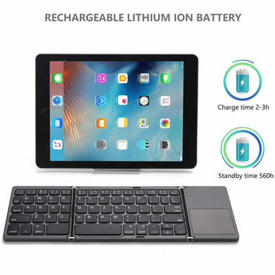 Mini teclado portátil, táctil, plegable, inalámbrico Bluetooth