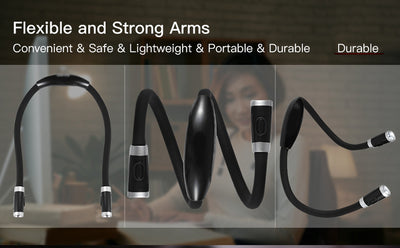 Lámpara de cuello para lectura, recargable con USB, manos libres, multifuncional